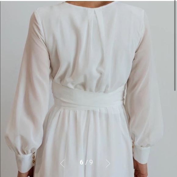 BALTIC BORN LYDIA DRESS White Sheer Long Sleeve Dress wrap style top MAXI DRESS - Picture 5 of 8